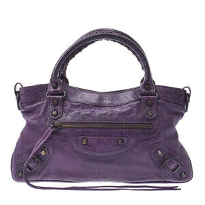 BALENCIAGA The First Bag Purple Calfskin Handbag